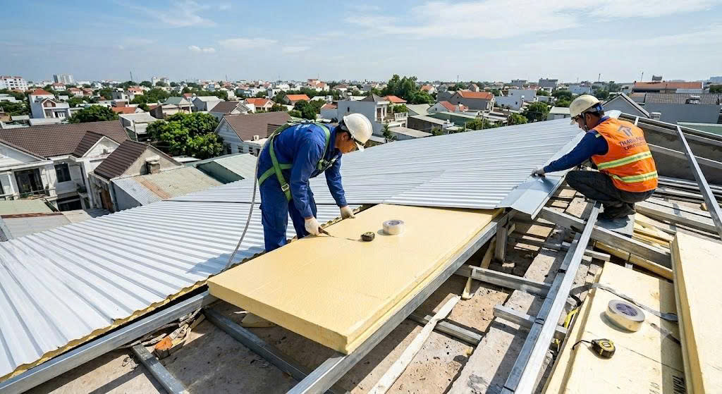 mút xốp cách nhiệt mái nhà