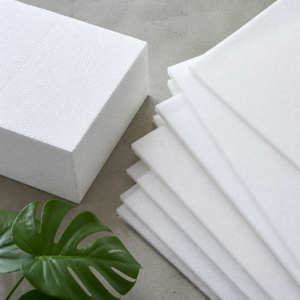 So sánh khối xốp EPS cứng và tấm PE foam mềm dẻo dùng trong định hình