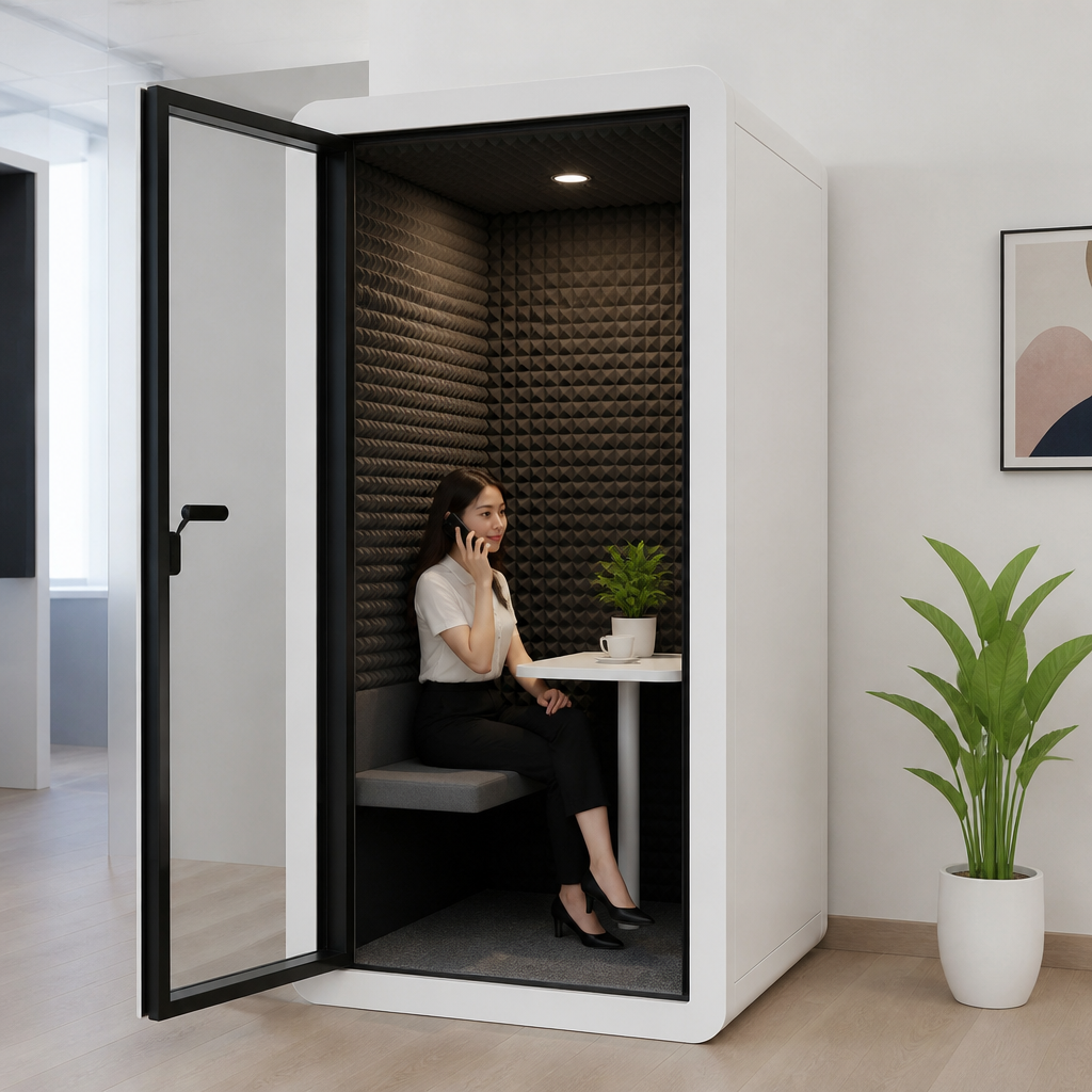 Một phòng làm việc yên tĩnh được cách âm với các tấm xốp trên tường