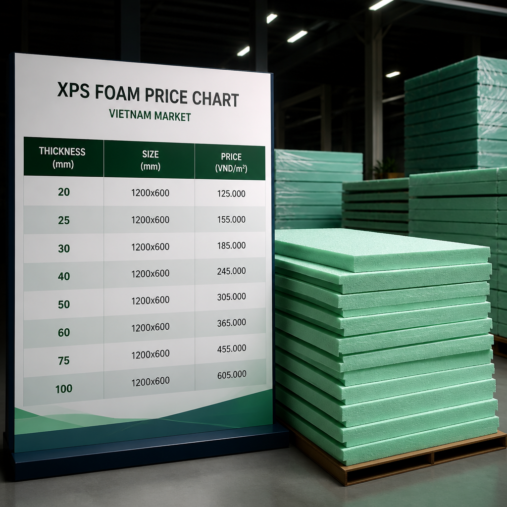 Biểu đồ so sánh giá vật liệu xây dựng, minh họa sự biến động của giá xốp XPS