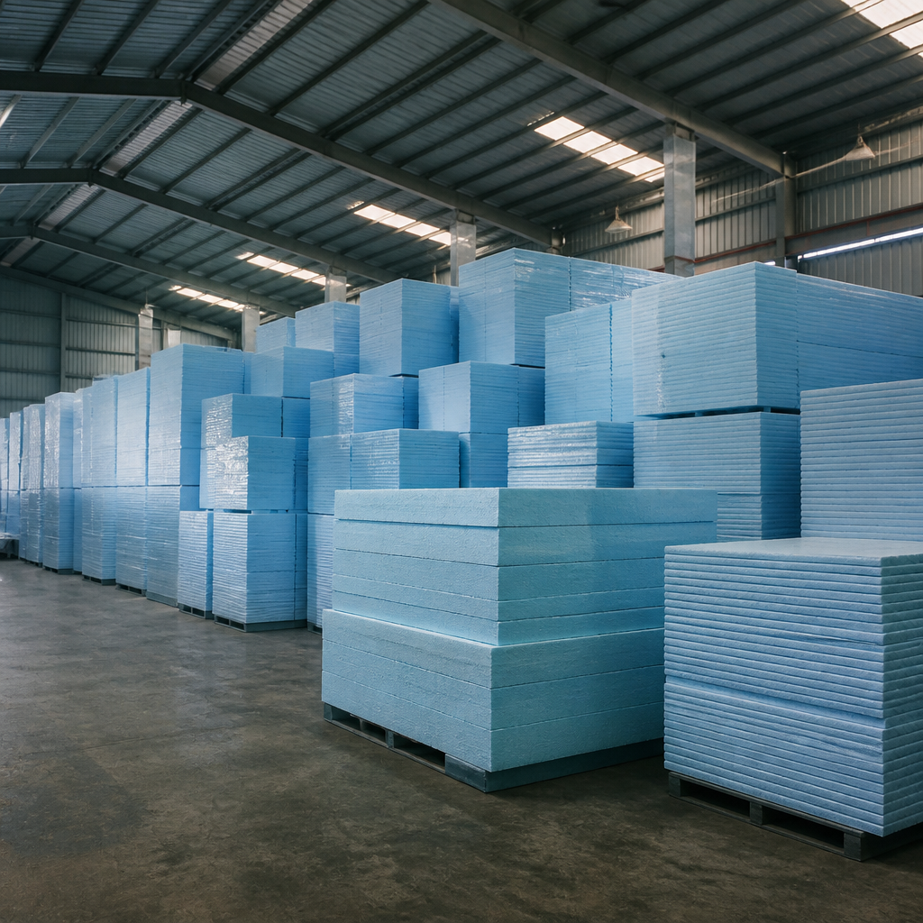 Kho hàng chứa đầy tấm xốp XPS, gợi ý mua số lượng lớn để tối ưu giá