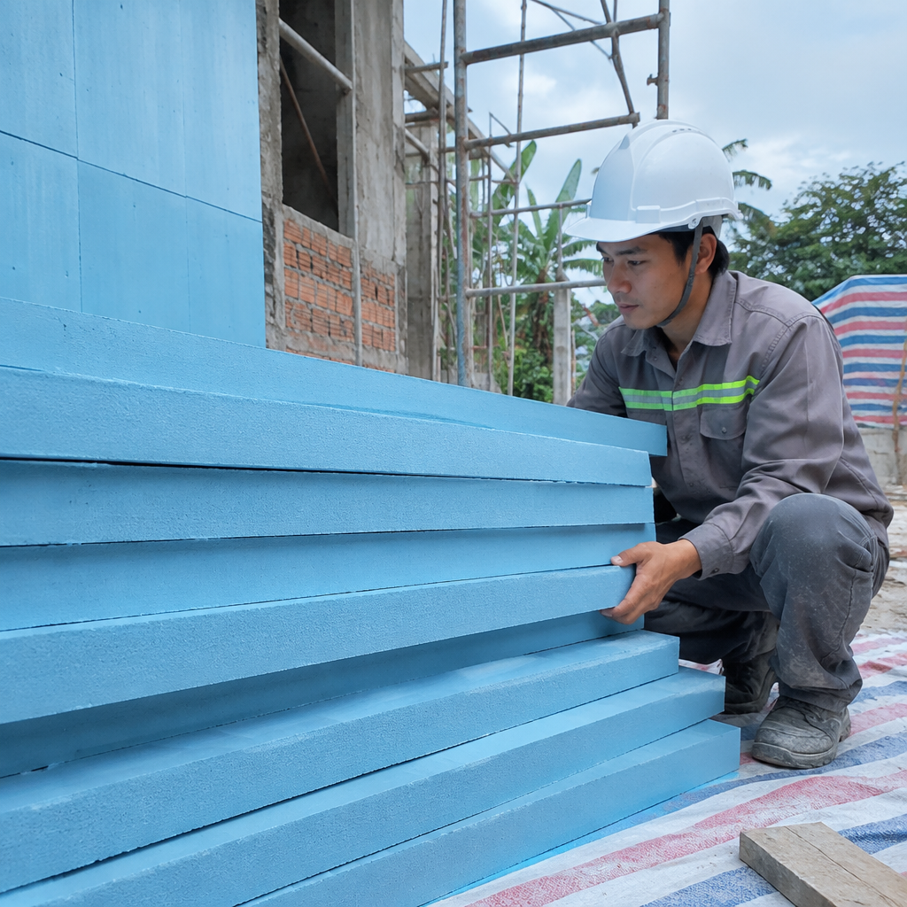 Tấm xốp XPS màu xanh ứng dụng trong xây dựng