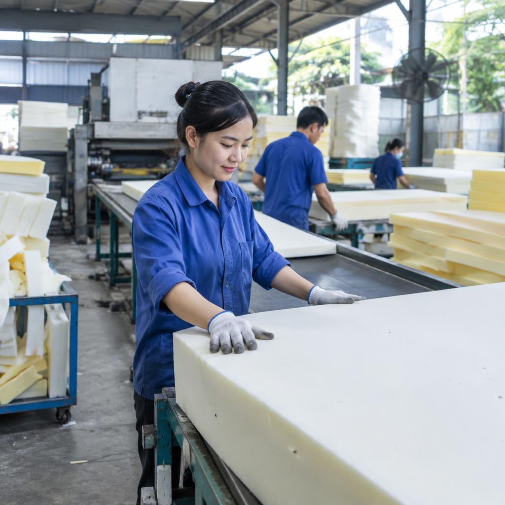 Dây chuyền sản xuất mốp xốp hiện đại tại công ty mốp xốp uy tín TPHCM