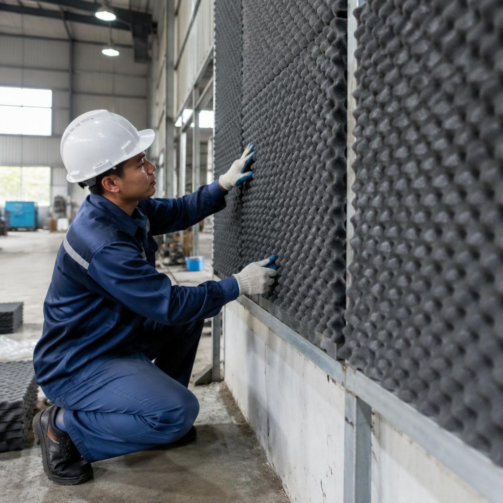 Mốp xốp được ứng dụng để cách âm trong nhà máy sản xuất